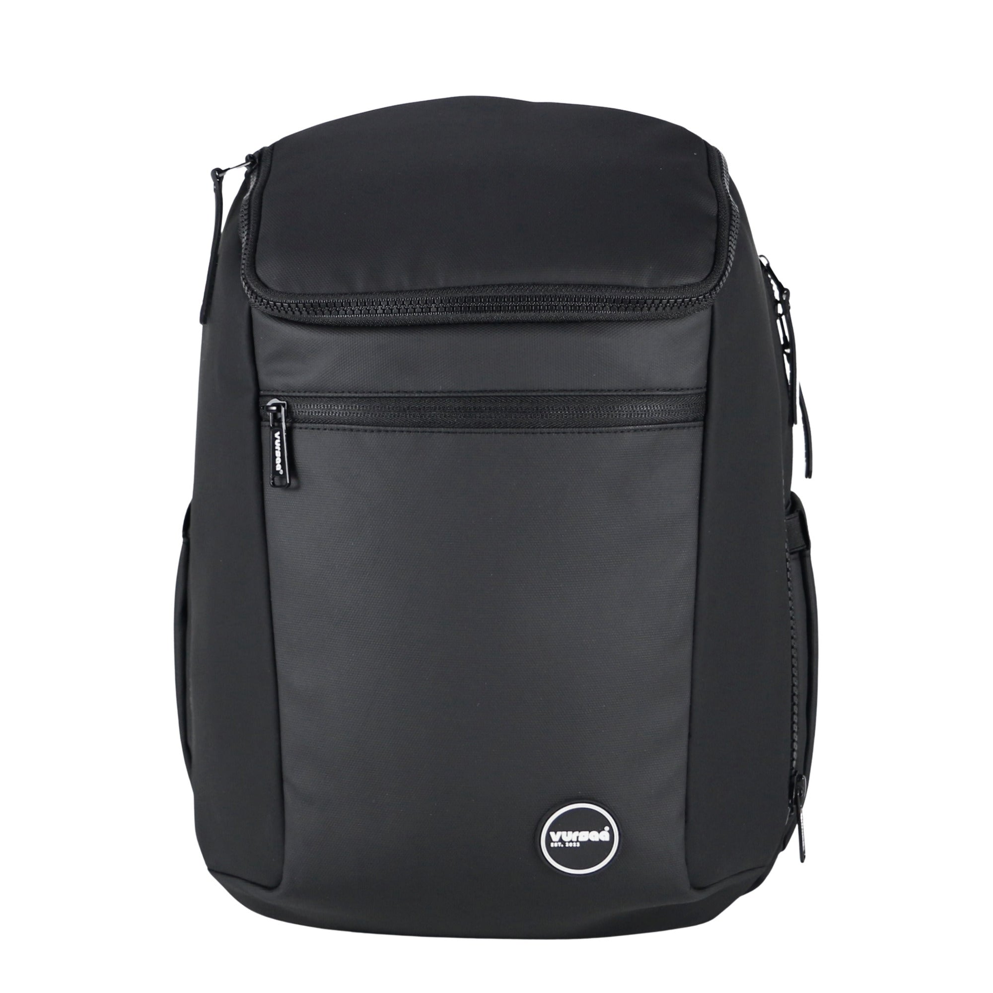Front image of the Vursaa Original Backpack. Urban Black