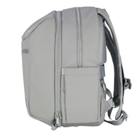 Vursaa Original Concrete Gray backpack with multiple zippers on a white background