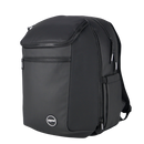 Black Modular backpack with a visible brand logo in  corner on a white background side image visible side drink holder pocket.