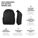 modular backpack with key benefits listed. 