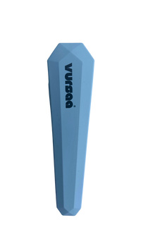 Grey with tones of blue long diamond shape silicone cover. Branding name VURSAA on the front. 