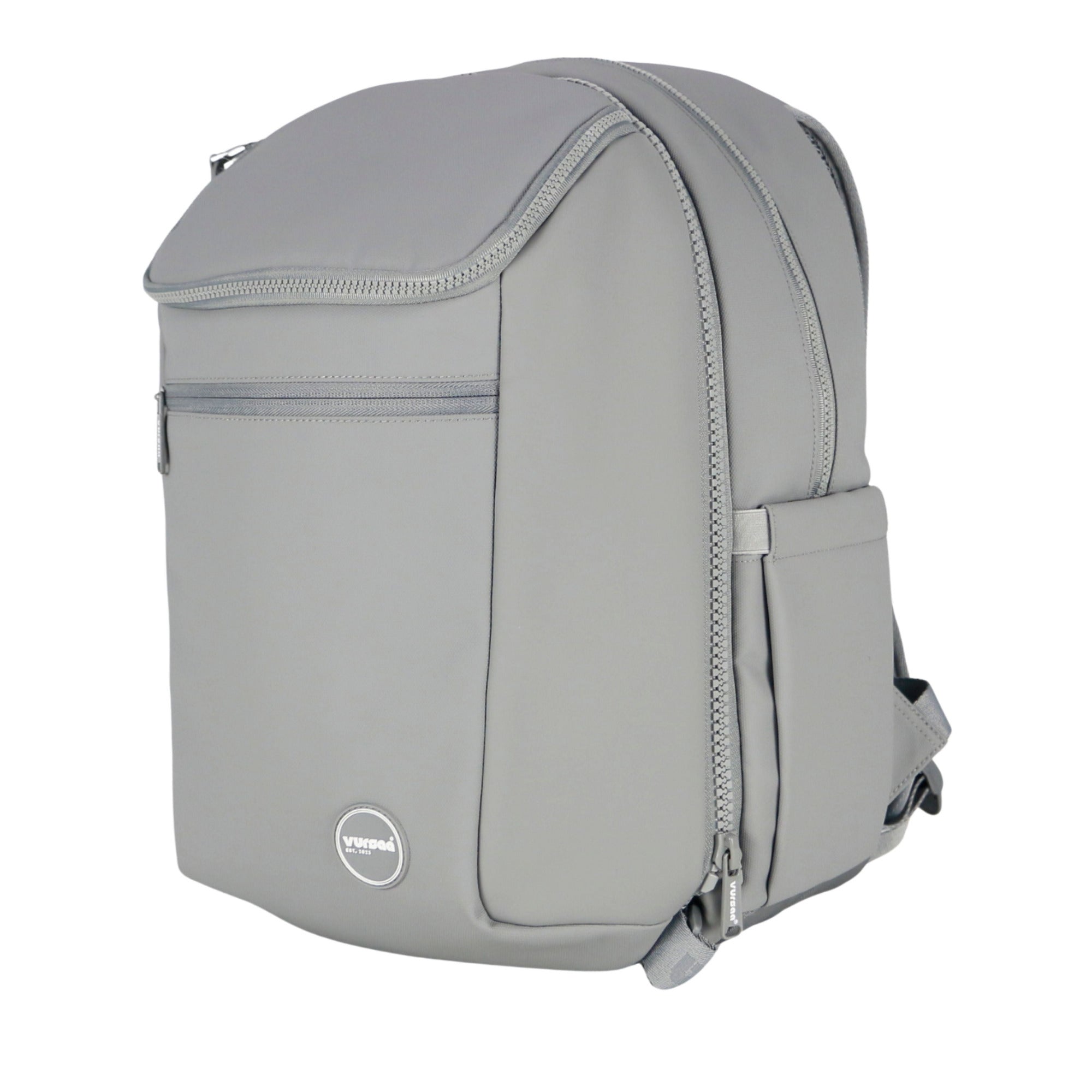 Vursaa Original Gray backpack with a visible brand logo on a white background